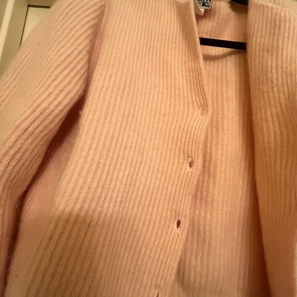 Pink Ribbed Cardigan with Pearl Buttons - Picture 6 of 7